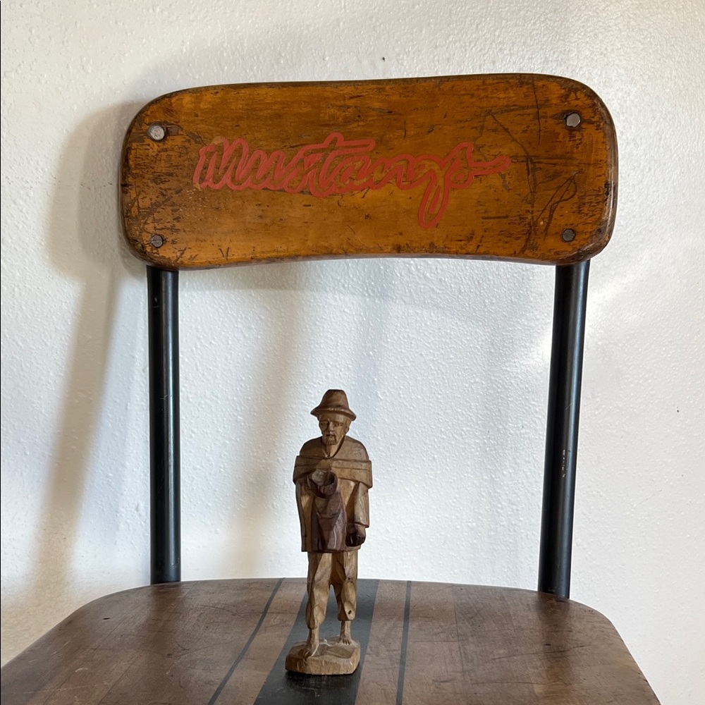 Hand carved wooden man figurine statue